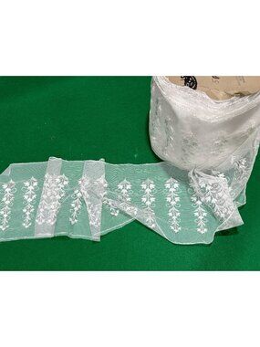 50 yards - White Embroidered Floral Lace Trim Roll 8 Inches Wide For Sewing & Cr